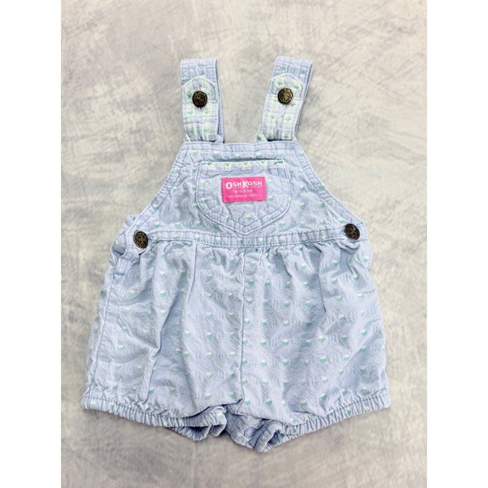 Vtg 80s 90s OshKosh B'gosh Baby Girls sz 12M Floral Bubble Romper shortalls USA